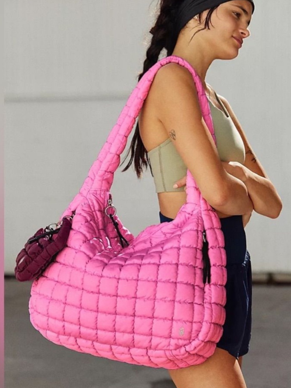 Free People Quilted Carryall Bag in Bubblegum Pink